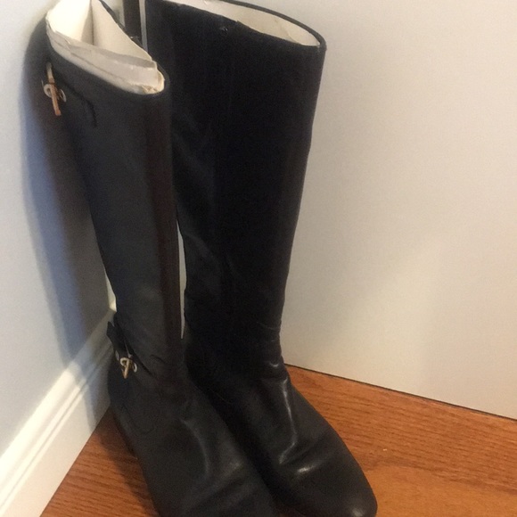 NINE WEST BLACK LEATHER KNEE HIGH BOOTS - Picture 5 of 8